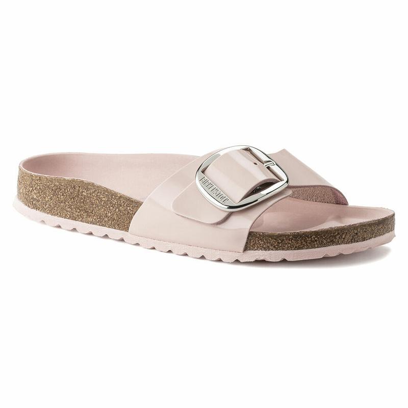 Birkenstock Big Přezkou High Shine Natural Lak Læder Madrid Dame Lyserød | DK 411KOR